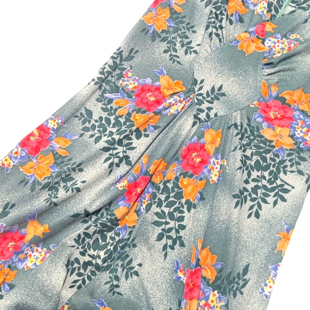 Vintage Floral Maxi Dress | Wedding | V Neck | Shabby Chic | Colorful | 90s - Picture 5 of 9